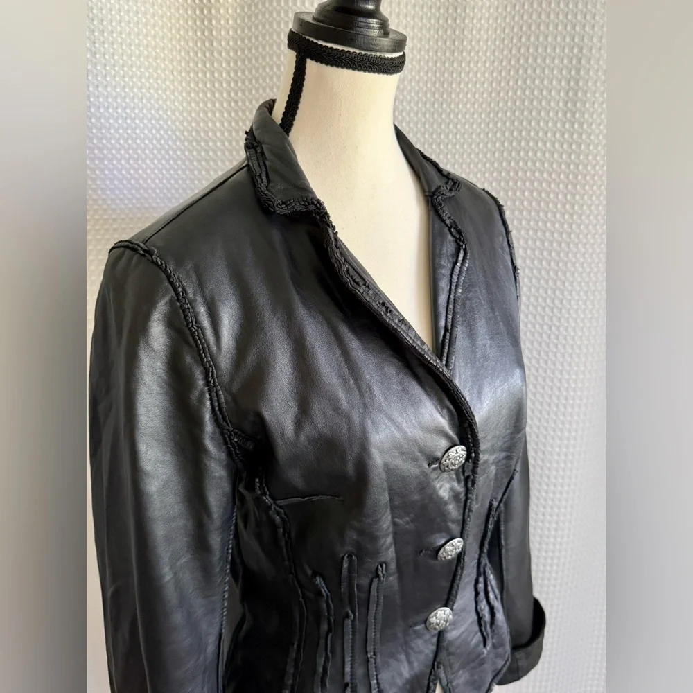 DANIER Y2K black leather Jacket size XS - Picture 3 of 15